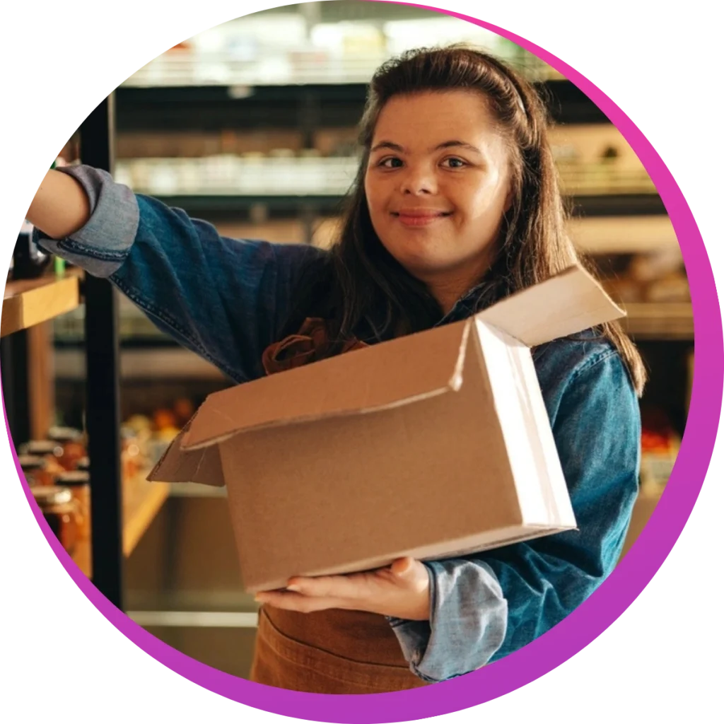 A woman with down syndrome working